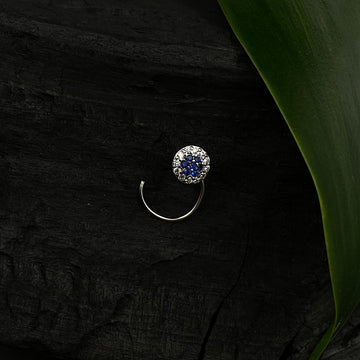 Round Zircon & Sapphire Nose Pin